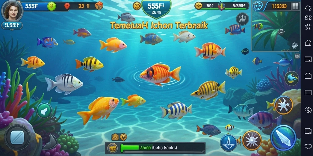 Gameplay seru dari 555F saat berburu ikan.
