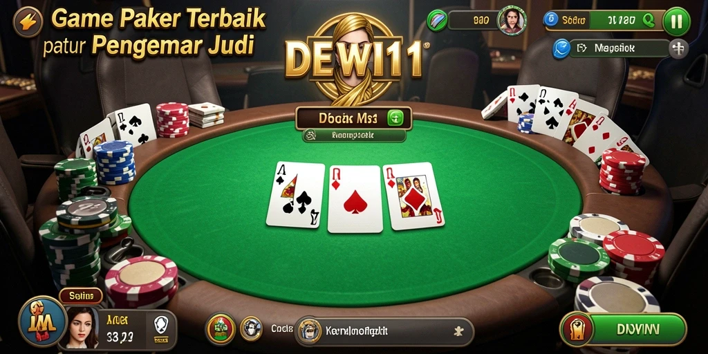 Tampilan menarik dari gameplay DEWI11 yang menunjukkan suasana Poker yang seru.