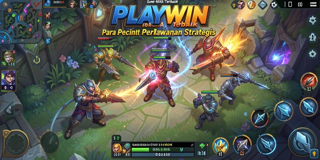 Screenshot gameplay intens dalam pertempuran MOBA.