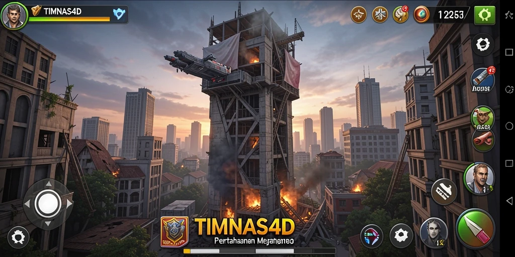 Gameplay seru dalam TIMNAS4D dengan menara dan strategi pertahanan.