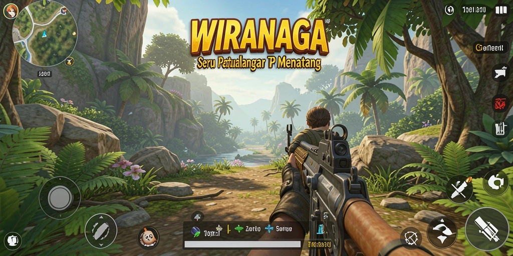 Screenshot gameplay WIRANAGA dengan aksi tembak-menembak yang mendebarkan.